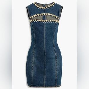 AREA Embellished Cutout Denim Mini Dress- Dark Denim$895 $539